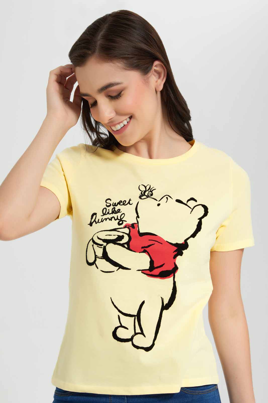 Redtag-Yellow-Winnie-The-Pooh-Printed-T-Shirt-Category:T-Shirts,-CHR,-Colour:Yellow,-Deals:New-In,-Filter:Women's-Clothing,-New-In-Women,-Non-Sale,-Section:Women,-TBL,-W22O,-Women-T-Shirts-Women's-
