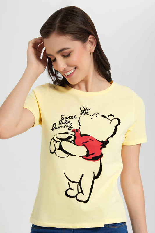 Redtag-Yellow-Winnie-The-Pooh-Printed-T-Shirt-Category:T-Shirts,-CHR,-Colour:Yellow,-Deals:New-In,-Filter:Women's-Clothing,-New-In-Women,-Non-Sale,-Section:Women,-TBL,-W22O,-Women-T-Shirts-Women's-