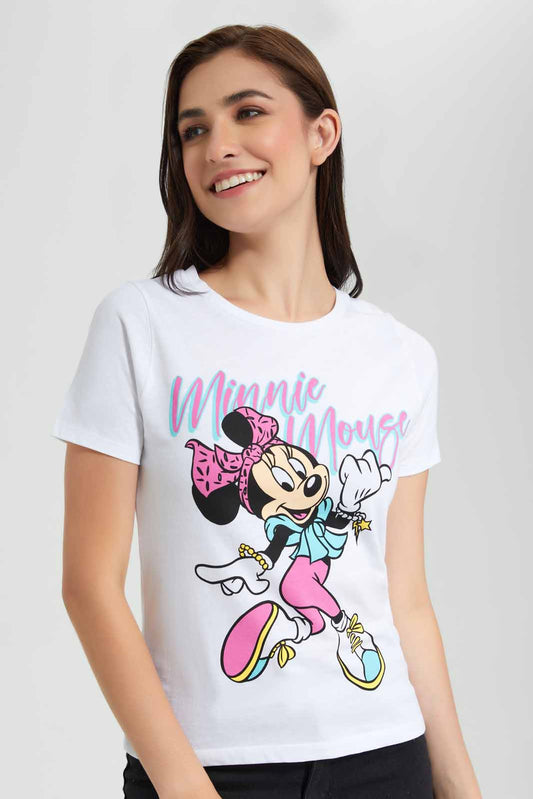 Redtag-White-Minnie-Printed-T-Shirt-Category:T-Shirts,-CHR,-Colour:White,-Deals:New-In,-Filter:Women's-Clothing,-New-In-Women,-Non-Sale,-Section:Women,-TBL,-W22O,-Women-T-Shirts-Women's-