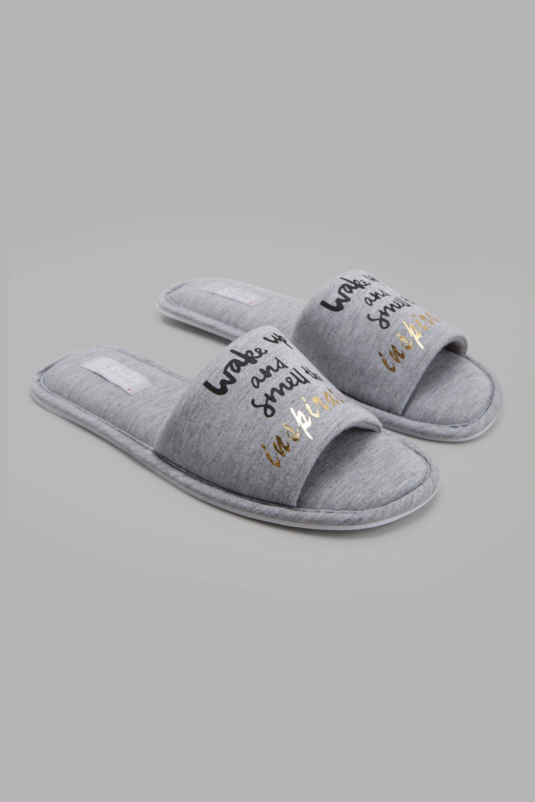 Redtag-Grey-Slogan-Slipper-Category:Slippers,-Colour:Grey,-Deals:New-In,-Filter:Women's-Footwear,-New-In-Women-FOO,-Non-Sale,-Section:Women,-W22A,-Women-Slippers-Women's-