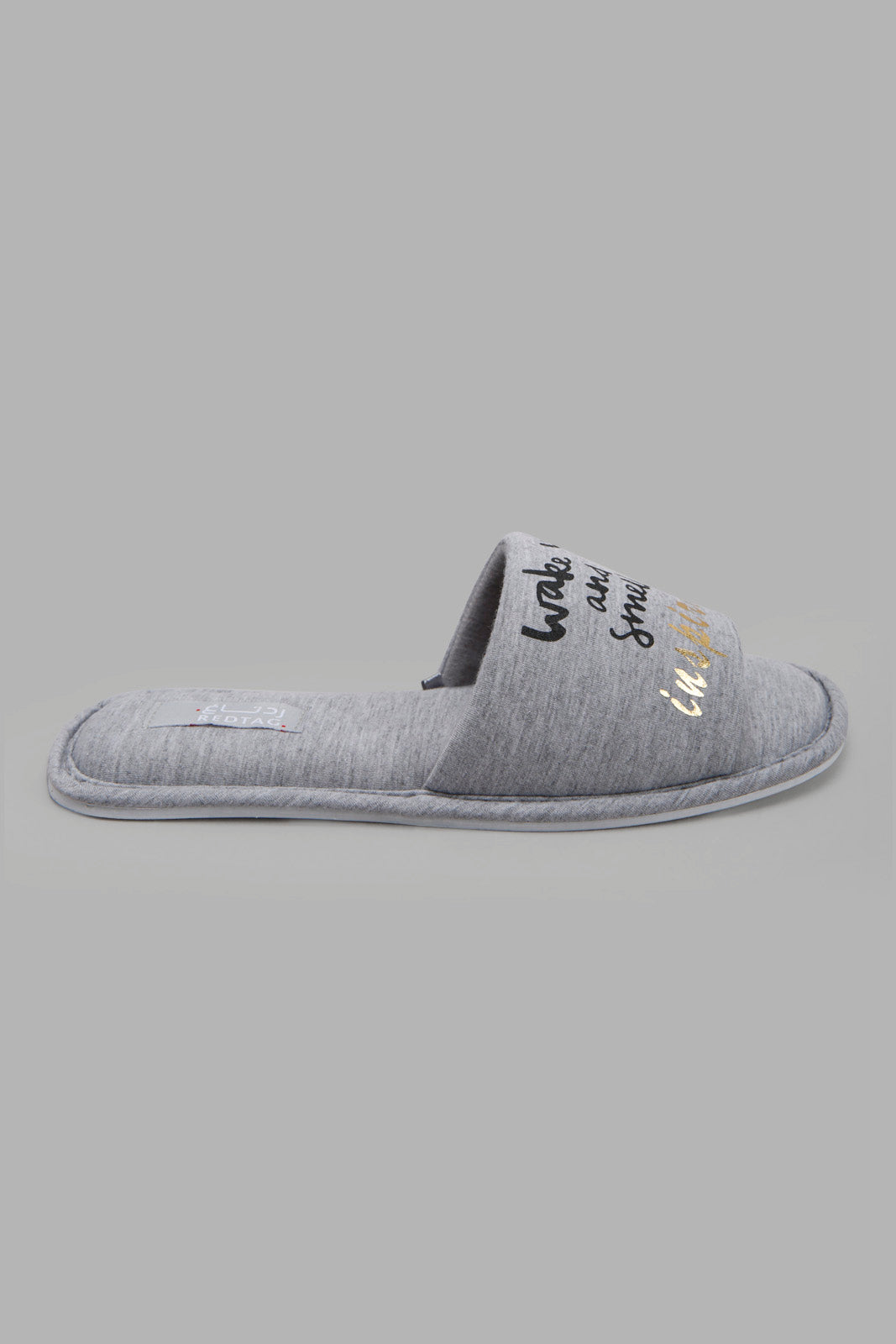 Redtag-Grey-Slogan-Slipper-Category:Slippers,-Colour:Grey,-Deals:New-In,-Filter:Women's-Footwear,-New-In-Women-FOO,-Non-Sale,-Section:Women,-W22A,-Women-Slippers-Women's-