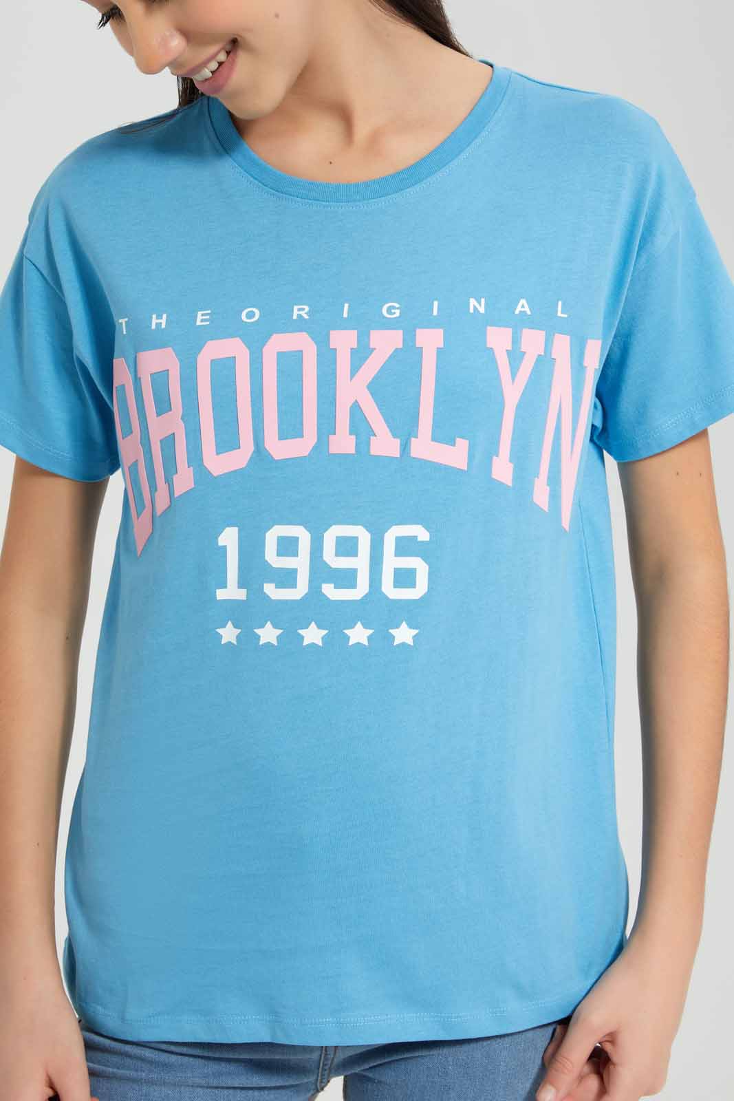 Redtag-Blue-Crop-Ringer-T-Shirt-T-Shirt-Category:T-Shirts,-Colour:Blue,-Deals:New-In,-Filter:Senior-Girls-(9-to-14-Yrs),-GSR-T-Shirts,-New-In-GSR-APL,-Non-Sale,-Section:Girls-(0-to-14Yrs),-TBL,-W22O-Senior-Girls-9 to 14 Years