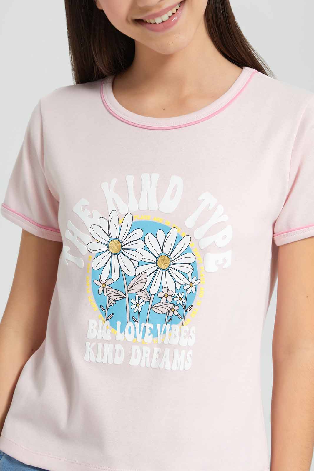 Redtag-Pink-Crop-Ringer-T-Shirt-T-Shirt-Category:T-Shirts,-Colour:Apricot,-Deals:New-In,-Filter:Senior-Girls-(9-to-14-Yrs),-GSR-T-Shirts,-New-In-GSR-APL,-Non-Sale,-Section:Girls-(0-to-14Yrs),-TBL,-W22O-Senior-Girls-9 to 14 Years