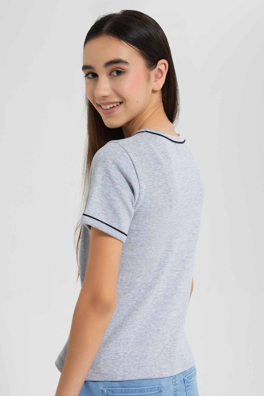 Redtag-Grey-Melange-Crop-Ringer-T-Shirt-T-Shirt-Category:T-Shirts,-Colour:Grey,-Deals:New-In,-Filter:Senior-Girls-(9-to-14-Yrs),-GSR-T-Shirts,-New-In-GSR-APL,-Non-Sale,-Section:Girls-(0-to-14Yrs),-TBL,-W22O-Senior-Girls-9 to 14 Years