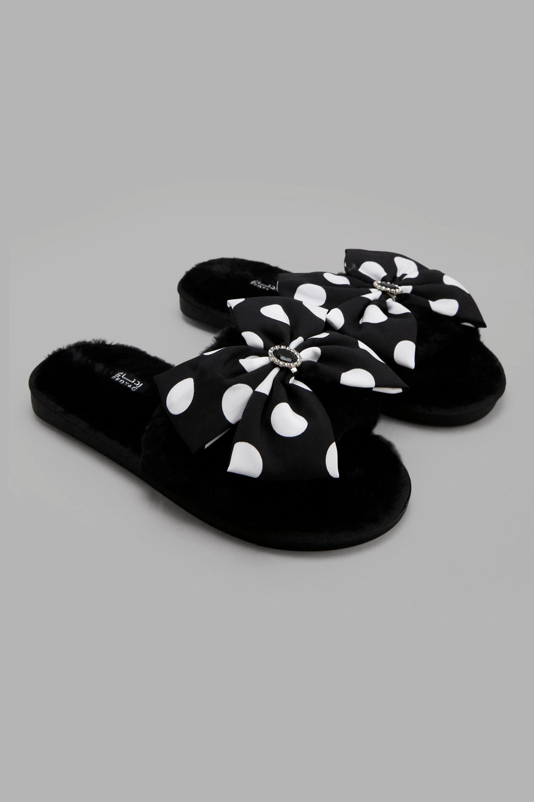 Redtag-Black-Slipper-With-Bow-Trim-Category:Slippers,-Colour:Black,-Deals:New-In,-Filter:Women's-Footwear,-New-In-Women-FOO,-Non-Sale,-Section:Women,-W22A,-Women-Slippers-Women's-
