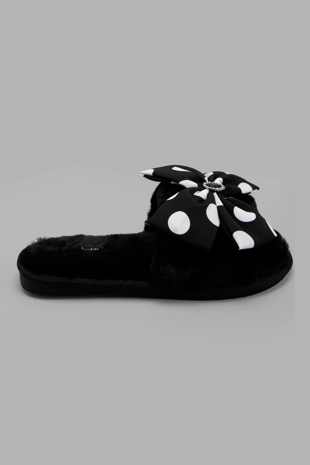 Redtag-Black-Slipper-With-Bow-Trim-Category:Slippers,-Colour:Black,-Deals:New-In,-Filter:Women's-Footwear,-New-In-Women-FOO,-Non-Sale,-Section:Women,-W22A,-Women-Slippers-Women's-