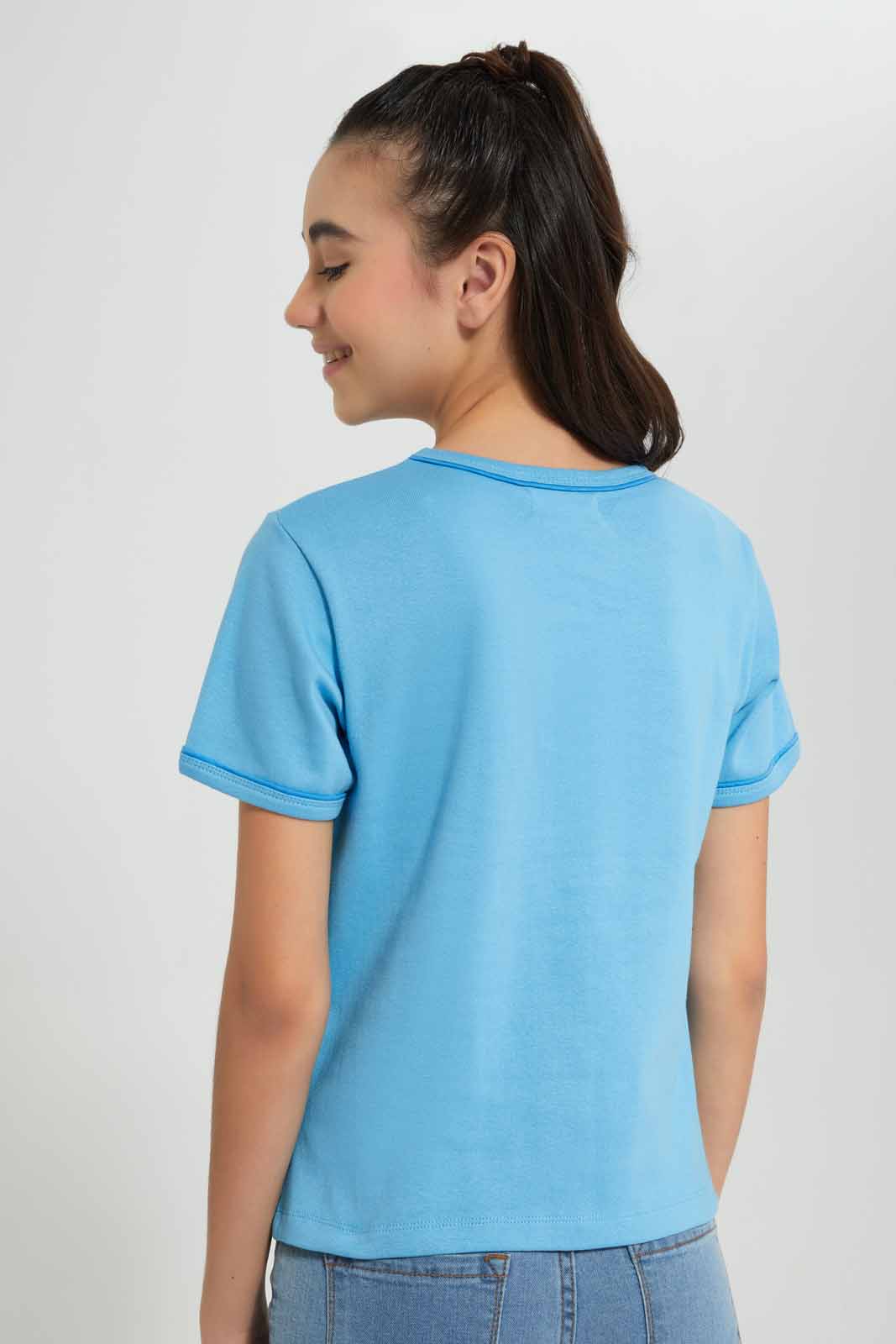 Redtag-Blue-Varsity-Boxy-Top-Category:T-Shirts,-Colour:Blue,-Deals:New-In,-Filter:Senior-Girls-(9-to-14-Yrs),-GSR-T-Shirts,-New-In-GSR-APL,-Non-Sale,-Section:Girls-(0-to-14Yrs),-TBL,-W22O-Senior-Girls-9 to 14 Years