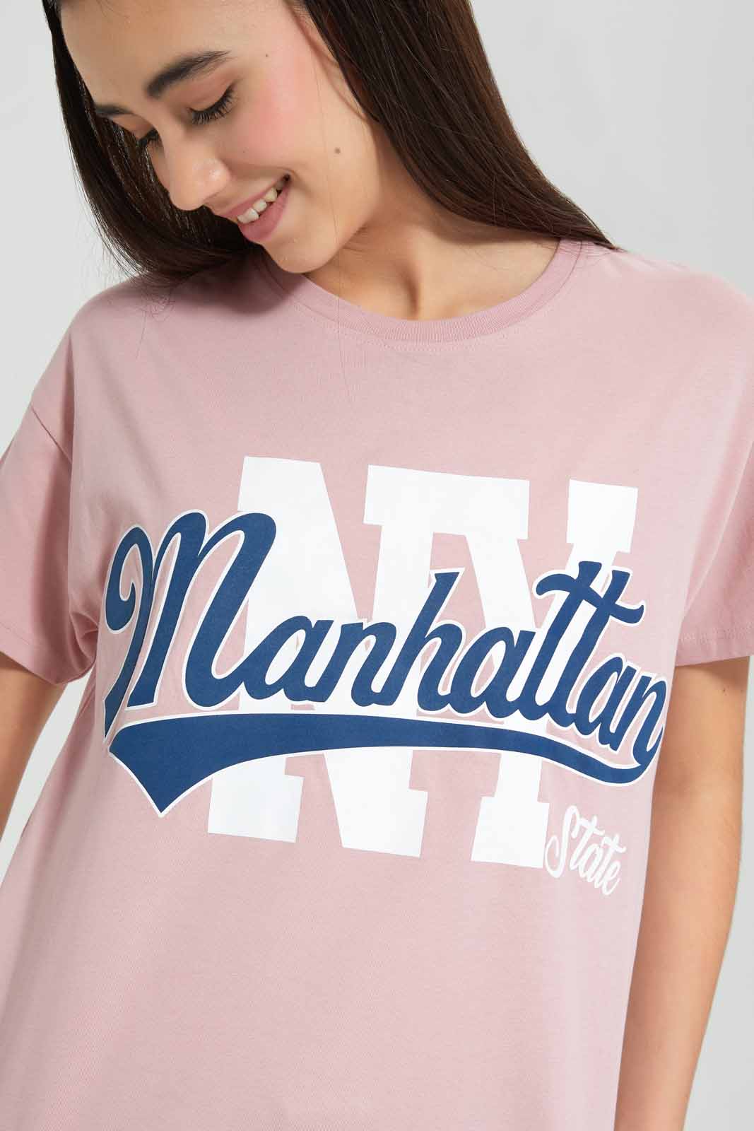Redtag-Pink-Varsity-Boxy-Top-Category:T-Shirts,-Colour:Apricot,-Deals:New-In,-Filter:Senior-Girls-(9-to-14-Yrs),-GSR-T-Shirts,-New-In-GSR-APL,-Non-Sale,-Section:Girls-(0-to-14Yrs),-TBL,-W22O-Senior-Girls-9 to 14 Years
