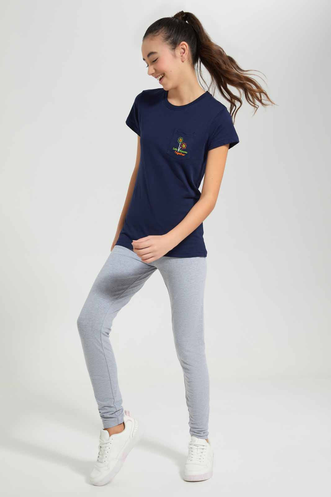 Redtag-Navy-Basic-T-Shirt-Category:T-Shirts,-Colour:Navy,-Deals:New-In,-Filter:Senior-Girls-(9-to-14-Yrs),-GSR-T-Shirts,-New-In-GSR-APL,-Non-Sale,-Section:Girls-(0-to-14Yrs),-TBL,-W22O-Senior-Girls-9 to 14 Years