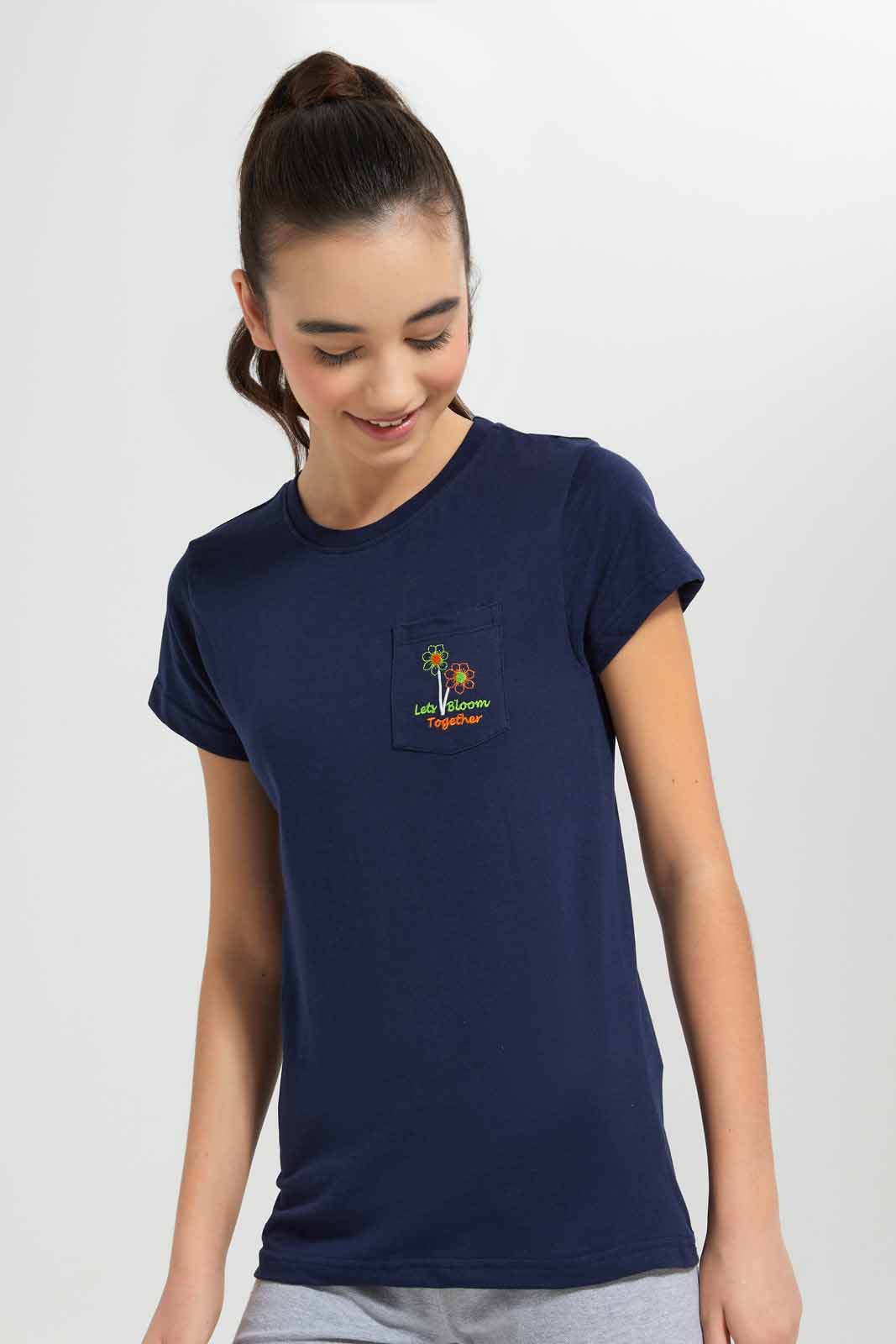 Redtag-Navy-Basic-T-Shirt-Category:T-Shirts,-Colour:Navy,-Deals:New-In,-Filter:Senior-Girls-(9-to-14-Yrs),-GSR-T-Shirts,-New-In-GSR-APL,-Non-Sale,-Section:Girls-(0-to-14Yrs),-TBL,-W22O-Senior-Girls-9 to 14 Years