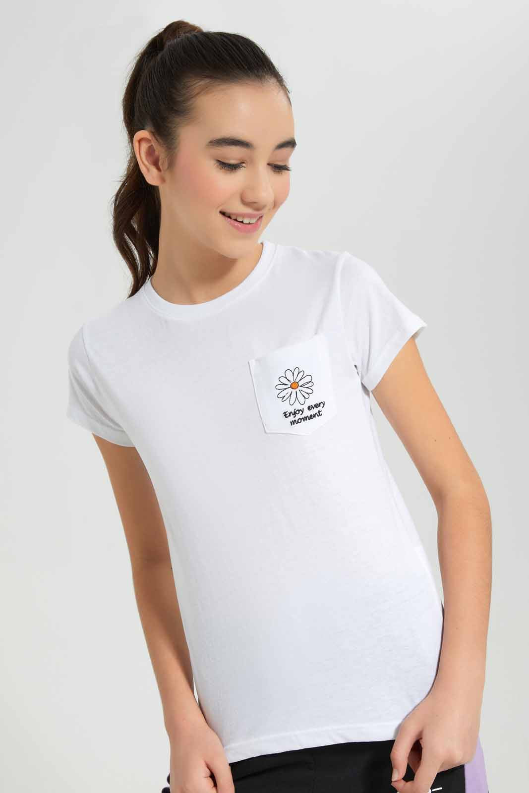 Redtag-White-Basic-T-Shirts-Category:T-Shirts,-Colour:White,-Deals:New-In,-Filter:Senior-Girls-(9-to-14-Yrs),-GSR-T-Shirts,-New-In-GSR-APL,-Non-Sale,-Section:Girls-(0-to-14Yrs),-TBL,-W22O-Senior-Girls-9 to 14 Years