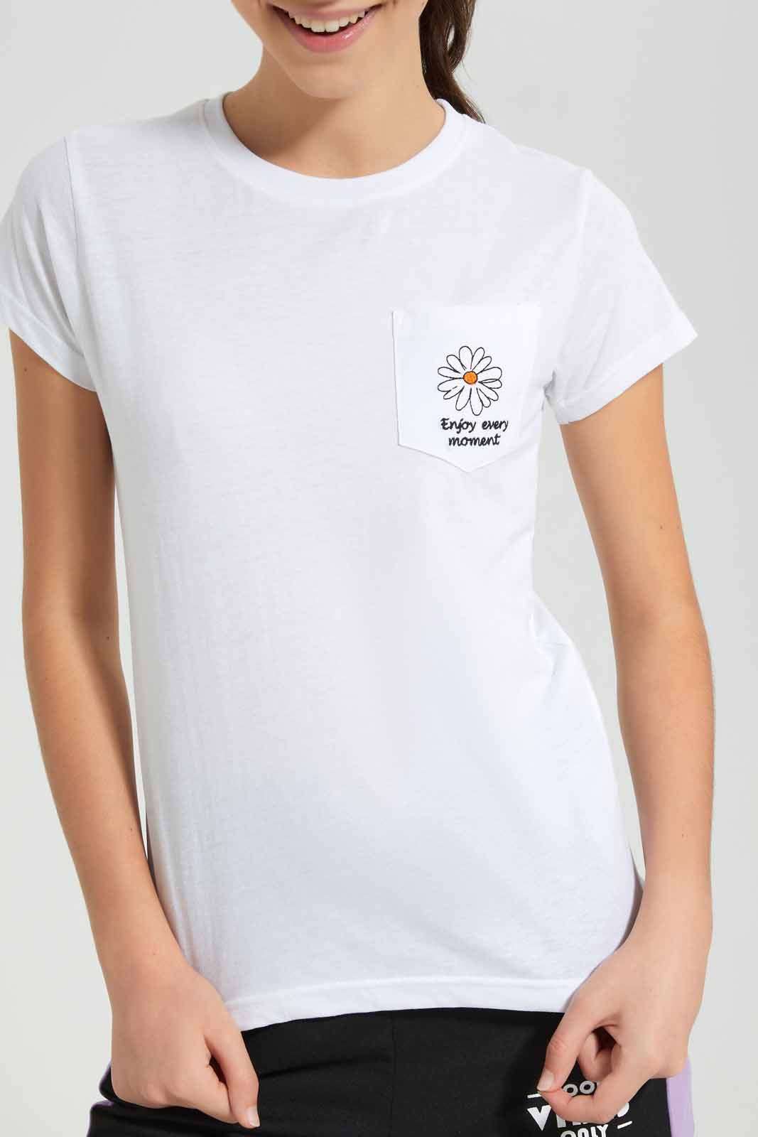 Redtag-White-Basic-T-Shirts-Category:T-Shirts,-Colour:White,-Deals:New-In,-Filter:Senior-Girls-(9-to-14-Yrs),-GSR-T-Shirts,-New-In-GSR-APL,-Non-Sale,-Section:Girls-(0-to-14Yrs),-TBL,-W22O-Senior-Girls-9 to 14 Years