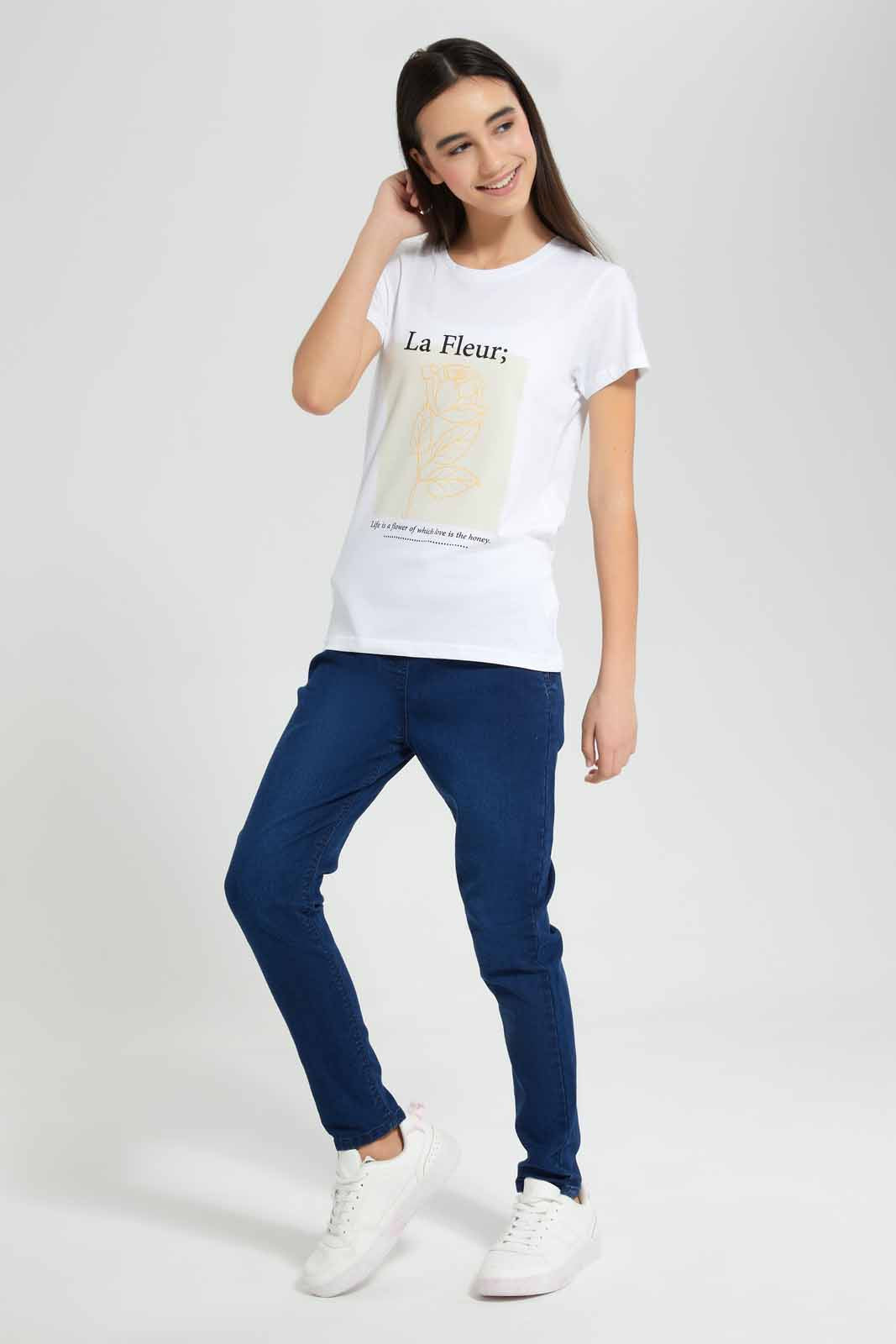 Redtag-White-Basic-T-Shirt-Category:T-Shirts,-Colour:White,-Deals:New-In,-Filter:Senior-Girls-(9-to-14-Yrs),-GSR-T-Shirts,-New-In-GSR-APL,-Non-Sale,-Section:Girls-(0-to-14Yrs),-TBL,-W22O-Senior-Girls-9 to 14 Years