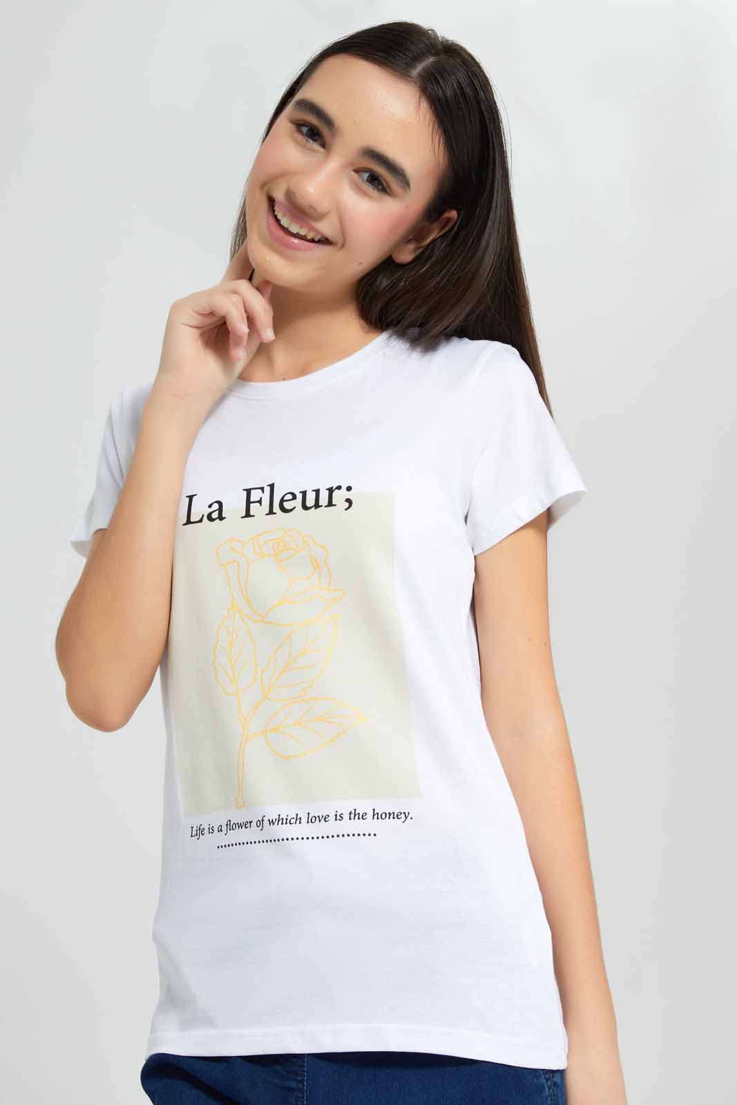 Redtag-White-Basic-T-Shirt-Category:T-Shirts,-Colour:White,-Deals:New-In,-Filter:Senior-Girls-(9-to-14-Yrs),-GSR-T-Shirts,-New-In-GSR-APL,-Non-Sale,-Section:Girls-(0-to-14Yrs),-TBL,-W22O-Senior-Girls-9 to 14 Years
