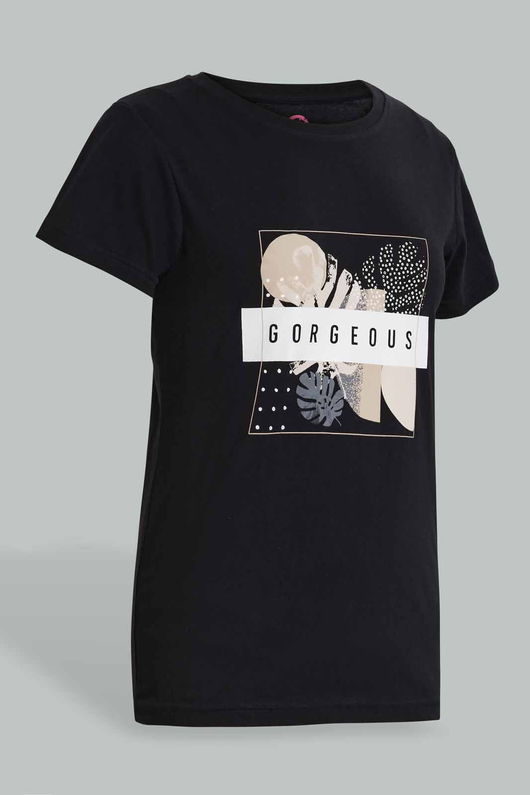 Redtag-Black-Basic-T-Shirts-Category:T-Shirts,-Colour:Black,-Deals:New-In,-Filter:Senior-Girls-(9-to-14-Yrs),-GSR-T-Shirts,-New-In-GSR-APL,-Non-Sale,-Section:Girls-(0-to-14Yrs),-TBL,-W22O-Senior-Girls-9 to 14 Years