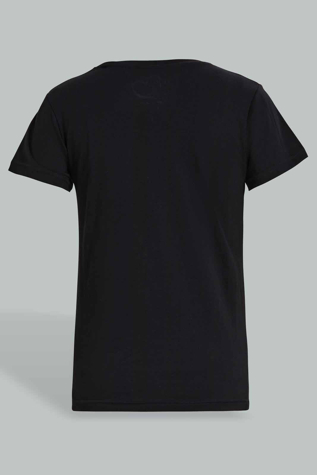 Redtag-Black-Basic-T-Shirts-Category:T-Shirts,-Colour:Black,-Deals:New-In,-Filter:Senior-Girls-(9-to-14-Yrs),-GSR-T-Shirts,-New-In-GSR-APL,-Non-Sale,-Section:Girls-(0-to-14Yrs),-TBL,-W22O-Senior-Girls-9 to 14 Years