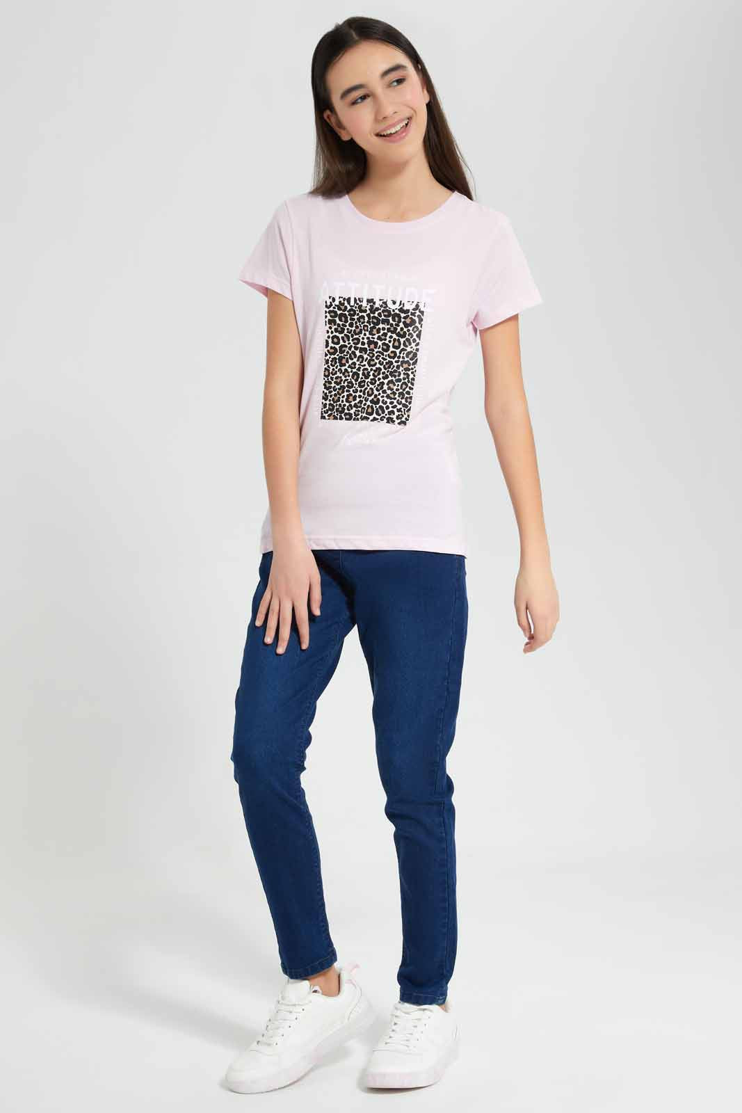 Redtag-Pink-Basic-T-Shirt-Category:T-Shirts,-Colour:Apricot,-Deals:New-In,-Filter:Senior-Girls-(9-to-14-Yrs),-GSR-T-Shirts,-New-In-GSR-APL,-Non-Sale,-Section:Girls-(0-to-14Yrs),-TBL,-W22O-Senior-Girls-9 to 14 Years