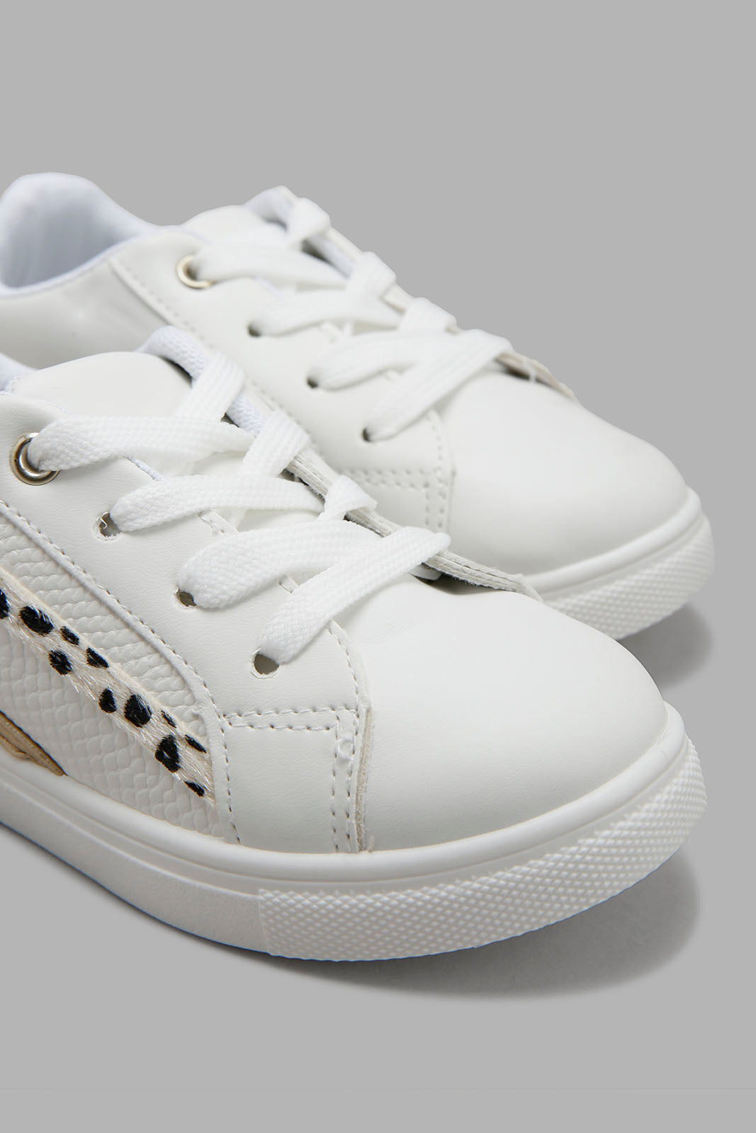 Redtag-White-Lace-Up-Sneakers-Category:Trainers,-Colour:White,-Deals:New-In,-Filter:Girls-Footwear-(3-to-5-Yrs),-GIR-Trainers,-New-In-GIR-FOO,-Non-Sale,-Section:Girls-(0-to-14Yrs),-W22B-Girls-3 to 5 Years