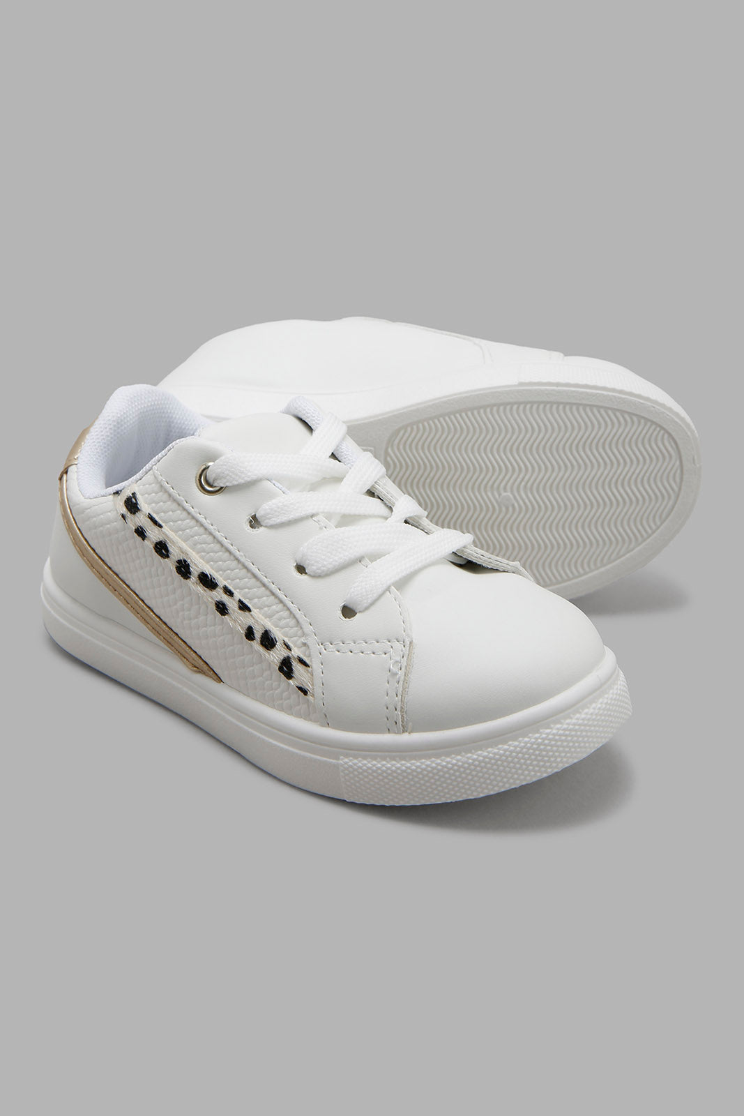 Redtag-White-Lace-Up-Sneakers-Category:Trainers,-Colour:White,-Deals:New-In,-Filter:Girls-Footwear-(3-to-5-Yrs),-GIR-Trainers,-New-In-GIR-FOO,-Non-Sale,-Section:Girls-(0-to-14Yrs),-W22B-Girls-3 to 5 Years