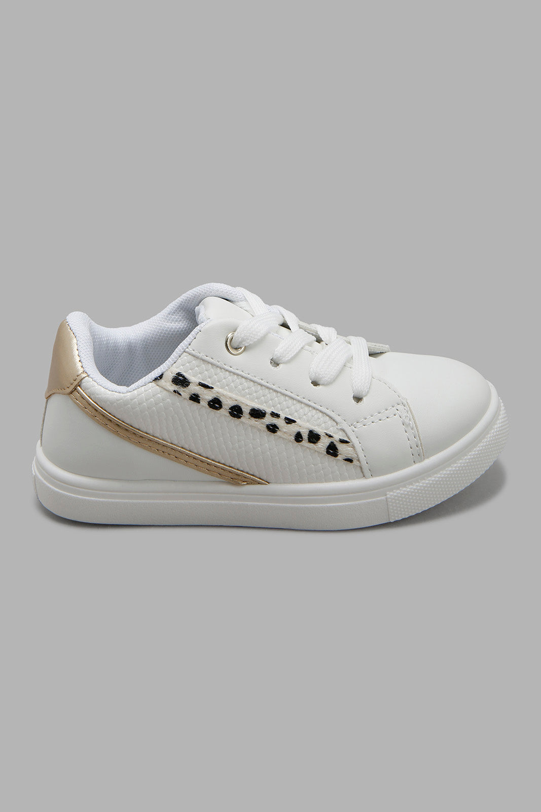 Redtag-White-Lace-Up-Sneakers-Category:Trainers,-Colour:White,-Deals:New-In,-Filter:Girls-Footwear-(3-to-5-Yrs),-GIR-Trainers,-New-In-GIR-FOO,-Non-Sale,-Section:Girls-(0-to-14Yrs),-W22B-Girls-3 to 5 Years