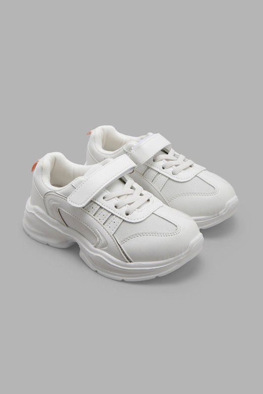 Redtag-White-Velcro-Strap-Chunky-Sneaker-Category:Trainers,-Colour:White,-Deals:New-In,-Filter:Girls-Footwear-(3-to-5-Yrs),-GIR-Trainers,-New-In-GIR-FOO,-Non-Sale,-Section:Girls-(0-to-14Yrs),-W22A-Girls-3 to 5 Years