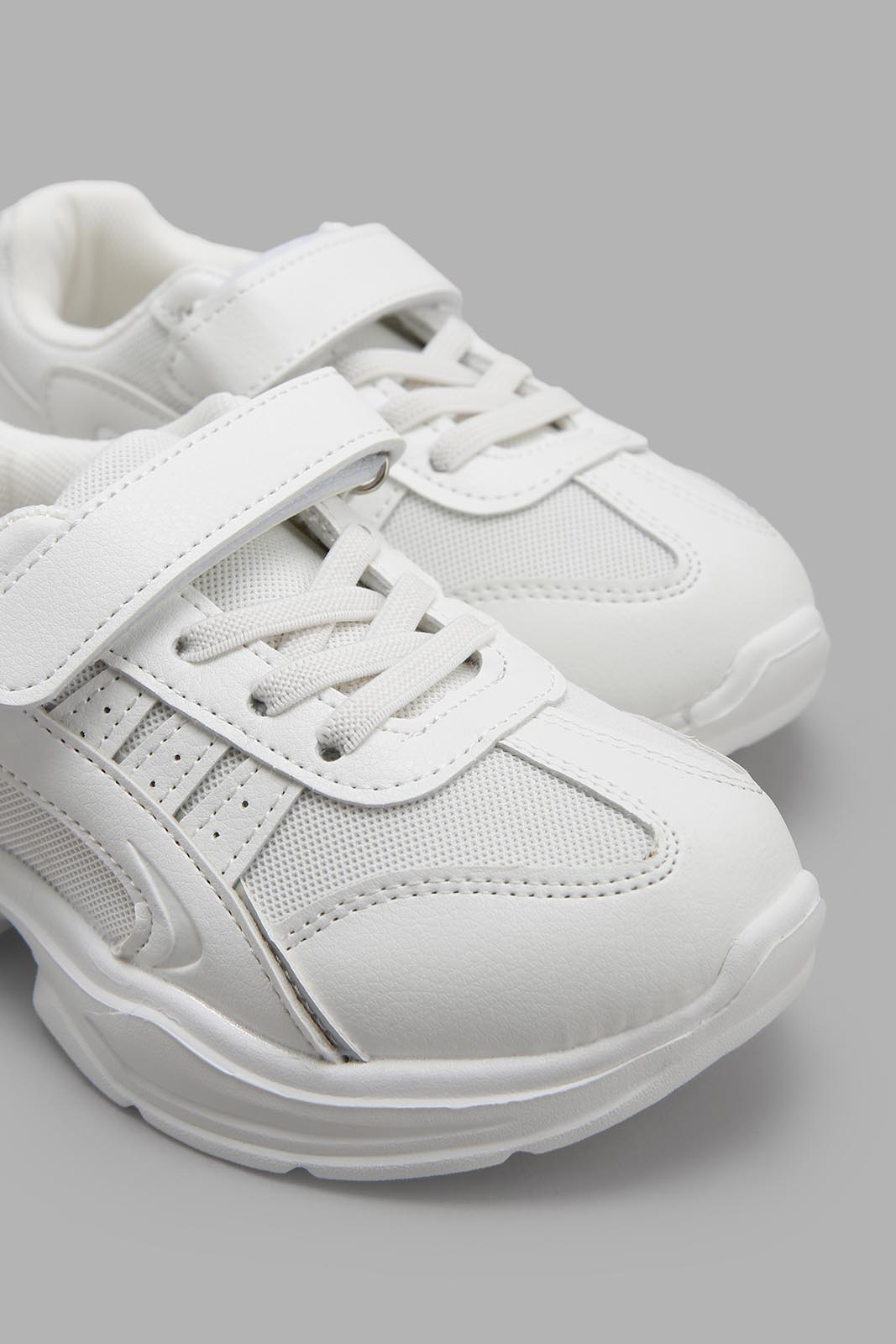 Redtag-White-Velcro-Strap-Chunky-Sneaker-Category:Trainers,-Colour:White,-Deals:New-In,-Filter:Girls-Footwear-(3-to-5-Yrs),-GIR-Trainers,-New-In-GIR-FOO,-Non-Sale,-Section:Girls-(0-to-14Yrs),-W22A-Girls-3 to 5 Years