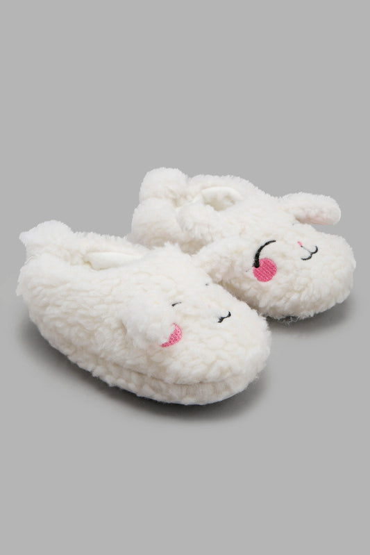Redtag-White-Bunny-Slippers-Category:Slippers,-CHR,-Colour:White,-Deals:New-In,-Filter:Girls-Footwear-(3-to-5-Yrs),-GIR-Slippers,-New-In-GIR-FOO,-Non-Sale,-Section:Girls-(0-to-14Yrs),-W22B-Girls-3 to 5 Years