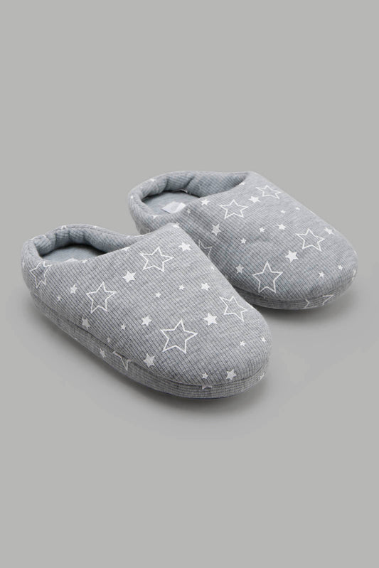Redtag-Grey-Star-Slippers-Category:Slippers,-CHR,-Colour:Grey,-Deals:New-In,-Filter:Girls-Footwear-(3-to-5-Yrs),-GIR-Slippers,-New-In-GIR-FOO,-Non-Sale,-Section:Girls-(0-to-14Yrs),-W22B-Girls-3 to 5 Years