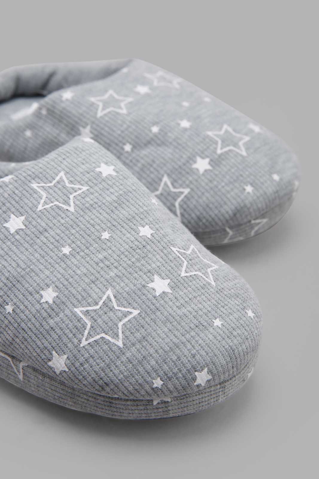 Redtag-Grey-Star-Slippers-Category:Slippers,-CHR,-Colour:Grey,-Deals:New-In,-Filter:Girls-Footwear-(3-to-5-Yrs),-GIR-Slippers,-New-In-GIR-FOO,-Non-Sale,-Section:Girls-(0-to-14Yrs),-W22B-Girls-3 to 5 Years