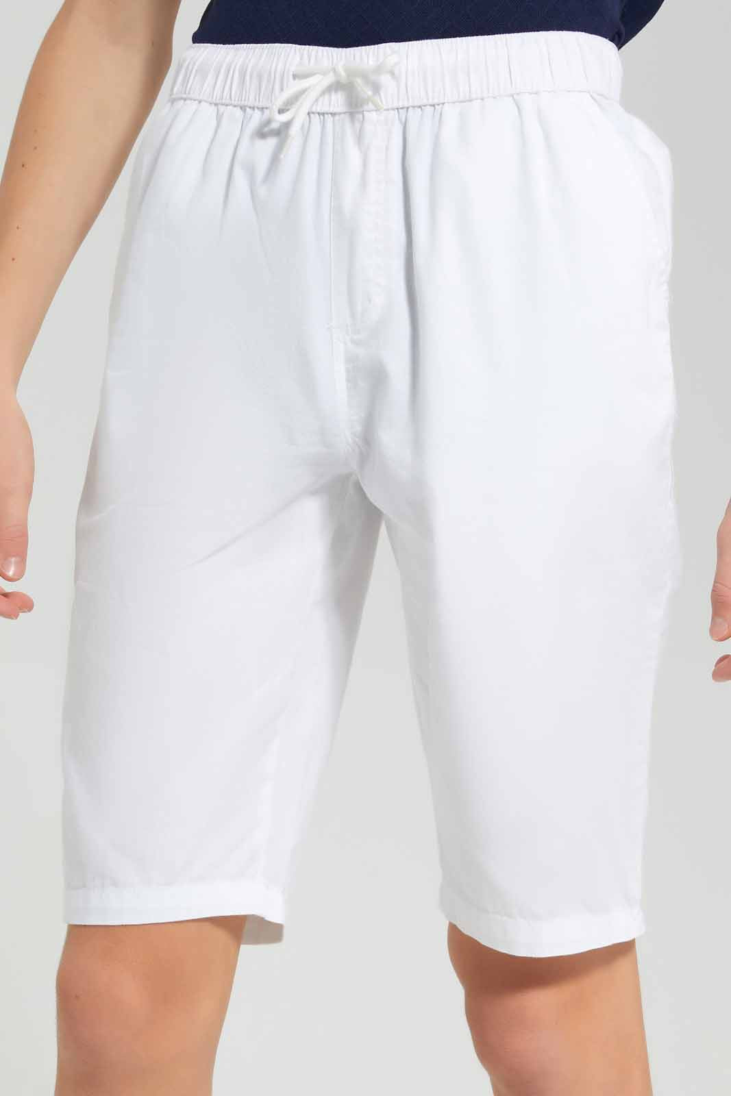 Redtag-White-Pull-On-Trouser-Short-BSR-Shorts,-Category:Shorts,-Colour:White,-Deals:New-In,-Filter:Senior-Boys-(8-to-14-Yrs),-New-In-BSR-APL,-Non-Sale,-Section:Boys-(0-to-14Yrs),-VLM,-W22O-Senior-Boys-9 to 14 Years