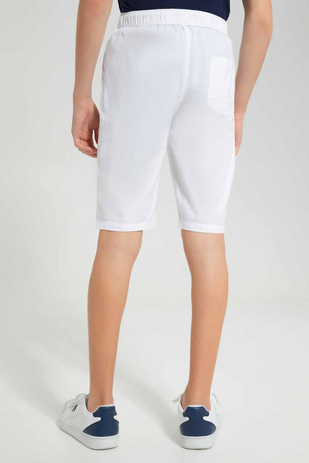 Redtag-White-Pull-On-Trouser-Short-BSR-Shorts,-Category:Shorts,-Colour:White,-Deals:New-In,-Filter:Senior-Boys-(8-to-14-Yrs),-New-In-BSR-APL,-Non-Sale,-Section:Boys-(0-to-14Yrs),-VLM,-W22O-Senior-Boys-9 to 14 Years