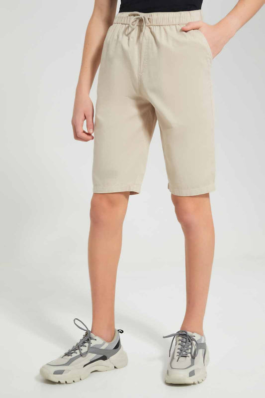 Redtag-Beige-Pull-On-Trouser-Short-BSR-Shorts,-Category:Shorts,-Colour:Beige,-Deals:New-In,-Filter:Senior-Boys-(8-to-14-Yrs),-New-In-BSR-APL,-Non-Sale,-Section:Boys-(0-to-14Yrs),-VLM,-W22O-Senior-Boys-9 to 14 Years