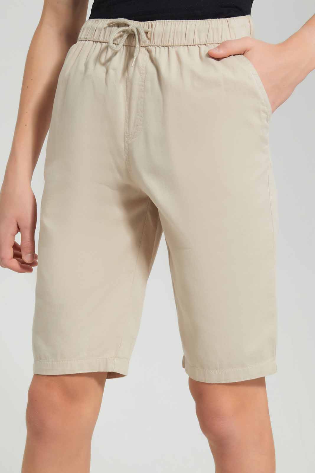 Redtag-Beige-Pull-On-Trouser-Short-BSR-Shorts,-Category:Shorts,-Colour:Beige,-Deals:New-In,-Filter:Senior-Boys-(8-to-14-Yrs),-New-In-BSR-APL,-Non-Sale,-Section:Boys-(0-to-14Yrs),-VLM,-W22O-Senior-Boys-9 to 14 Years