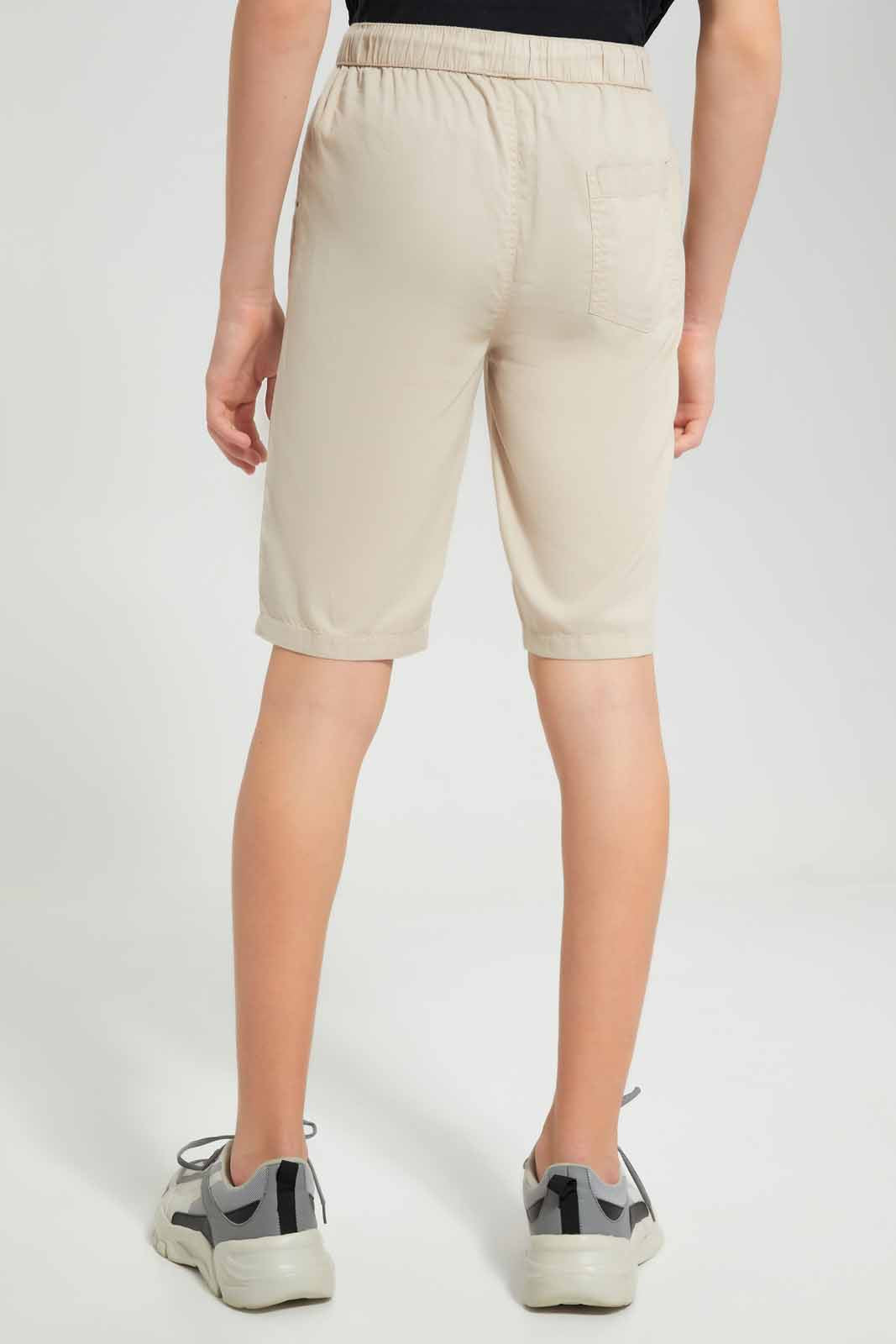 Redtag-Beige-Pull-On-Trouser-Short-BSR-Shorts,-Category:Shorts,-Colour:Beige,-Deals:New-In,-Filter:Senior-Boys-(8-to-14-Yrs),-New-In-BSR-APL,-Non-Sale,-Section:Boys-(0-to-14Yrs),-VLM,-W22O-Senior-Boys-9 to 14 Years
