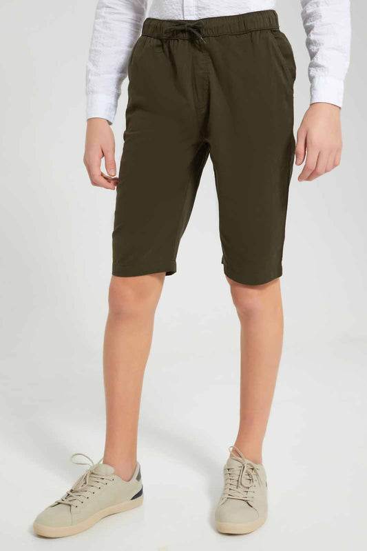 Redtag-Olive-Pull-On-Trouser-Short-BSR-Shorts,-Category:Shorts,-Colour:Olive,-Deals:New-In,-Filter:Senior-Boys-(8-to-14-Yrs),-New-In-BSR-APL,-Non-Sale,-Section:Boys-(0-to-14Yrs),-VLM,-W22O-Senior-Boys-9 to 14 Years