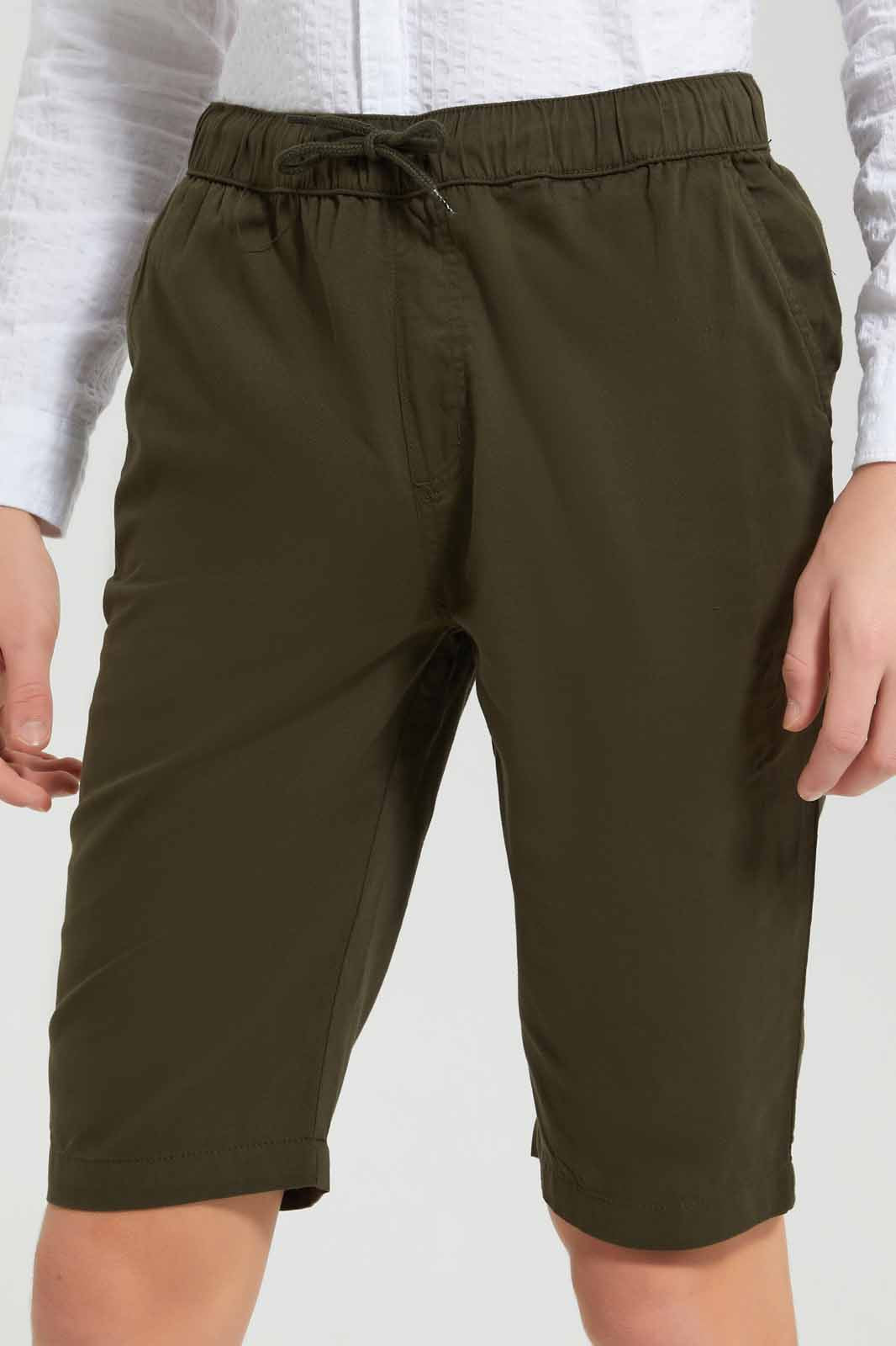 Redtag-Olive-Pull-On-Trouser-Short-BSR-Shorts,-Category:Shorts,-Colour:Olive,-Deals:New-In,-Filter:Senior-Boys-(8-to-14-Yrs),-New-In-BSR-APL,-Non-Sale,-Section:Boys-(0-to-14Yrs),-VLM,-W22O-Senior-Boys-9 to 14 Years