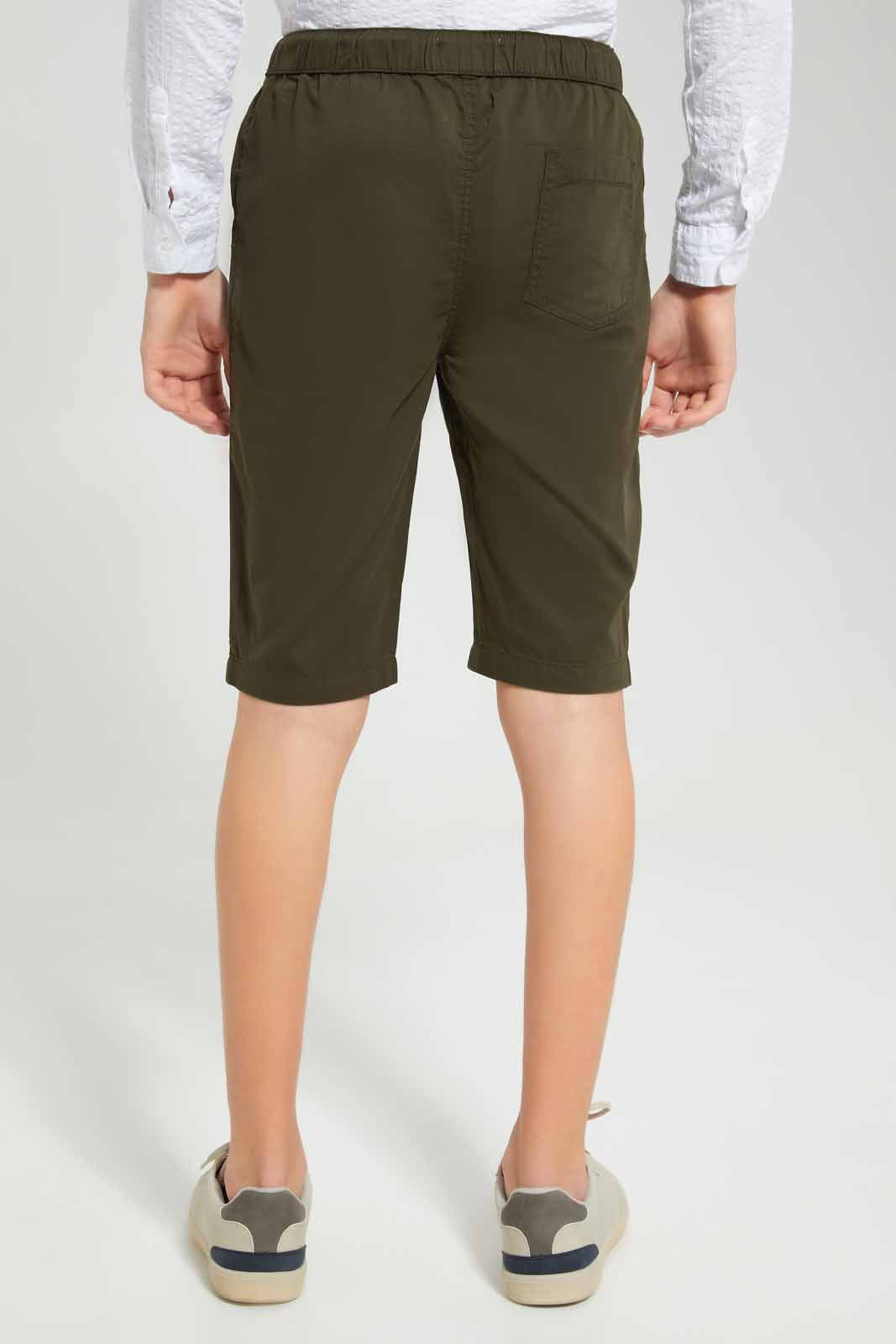 Redtag-Olive-Pull-On-Trouser-Short-BSR-Shorts,-Category:Shorts,-Colour:Olive,-Deals:New-In,-Filter:Senior-Boys-(8-to-14-Yrs),-New-In-BSR-APL,-Non-Sale,-Section:Boys-(0-to-14Yrs),-VLM,-W22O-Senior-Boys-9 to 14 Years