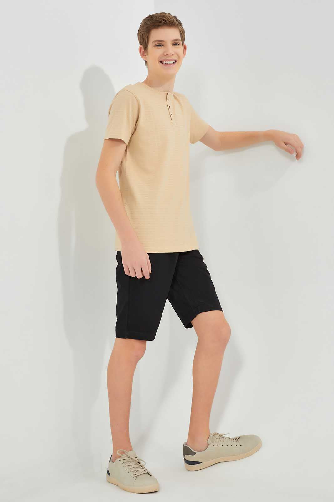 Redtag-Black-Pull-On-Trouser-Short-BSR-Shorts,-Category:Shorts,-Colour:Black,-Deals:New-In,-Filter:Senior-Boys-(8-to-14-Yrs),-New-In-BSR-APL,-Non-Sale,-Section:Boys-(0-to-14Yrs),-VLM,-W22O-Senior-Boys-9 to 14 Years