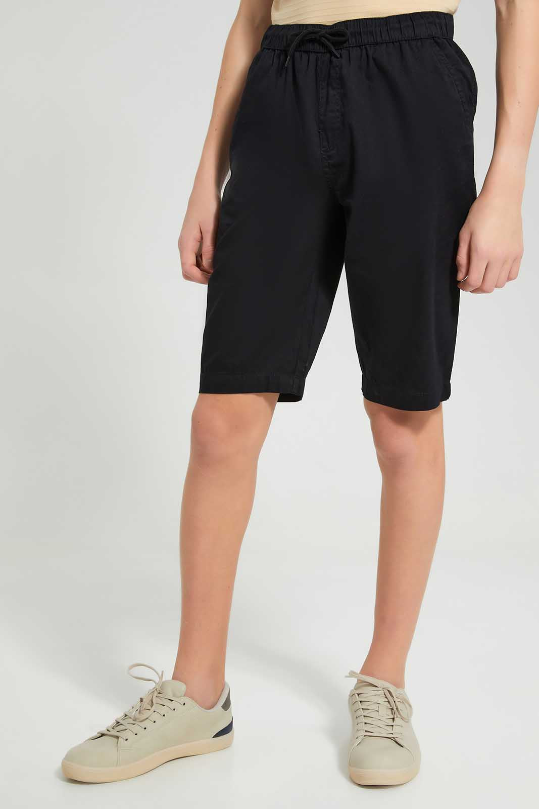 Redtag-Black-Pull-On-Trouser-Short-BSR-Shorts,-Category:Shorts,-Colour:Black,-Deals:New-In,-Filter:Senior-Boys-(8-to-14-Yrs),-New-In-BSR-APL,-Non-Sale,-Section:Boys-(0-to-14Yrs),-VLM,-W22O-Senior-Boys-9 to 14 Years