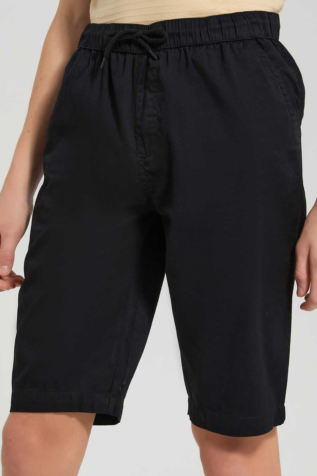 Redtag-Black-Pull-On-Trouser-Short-BSR-Shorts,-Category:Shorts,-Colour:Black,-Deals:New-In,-Filter:Senior-Boys-(8-to-14-Yrs),-New-In-BSR-APL,-Non-Sale,-Section:Boys-(0-to-14Yrs),-VLM,-W22O-Senior-Boys-9 to 14 Years