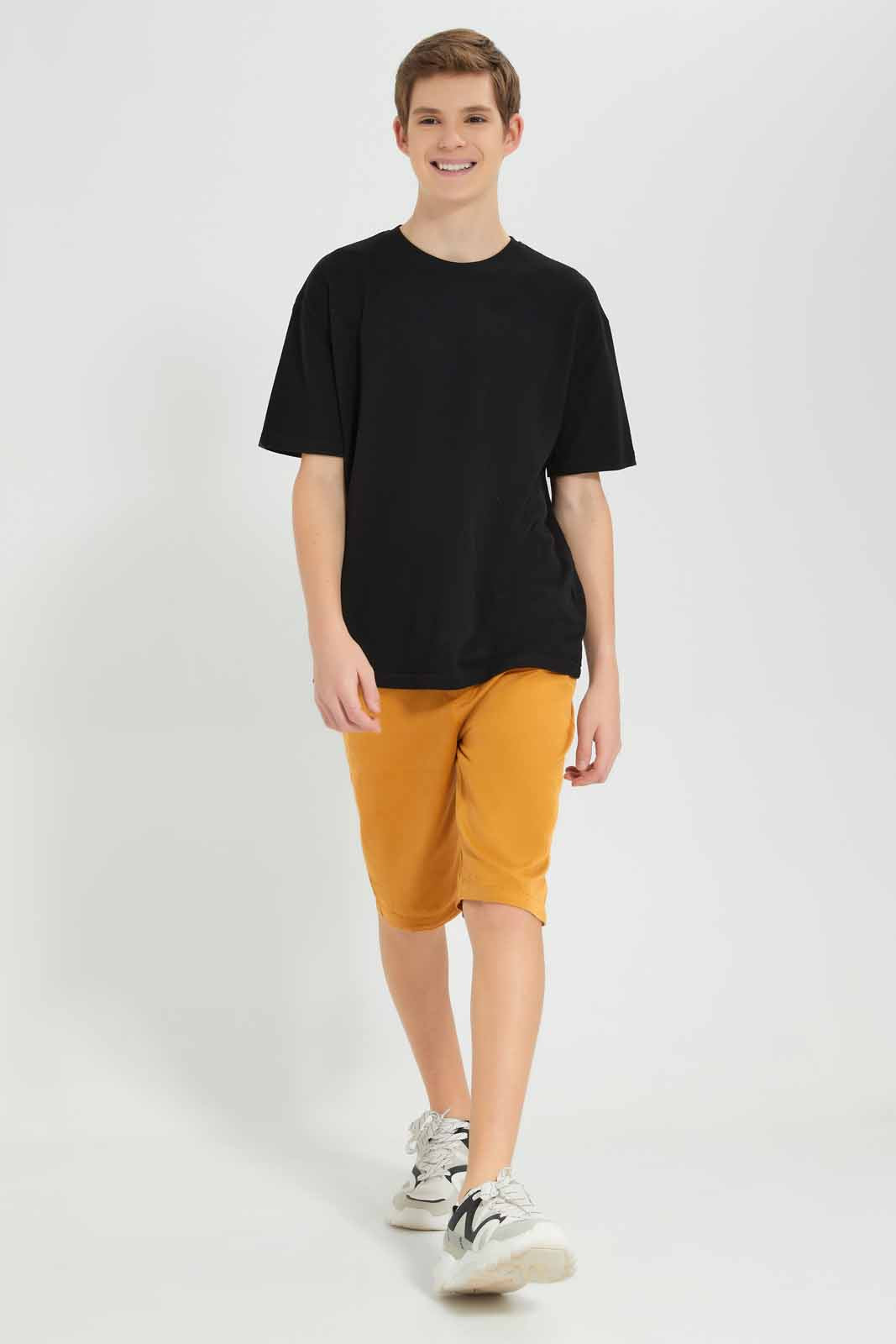 Redtag-Mustard-Pull-On-Trouser-Short-BSR-Shorts,-Category:Shorts,-Colour:Mustard,-Deals:New-In,-Filter:Senior-Boys-(8-to-14-Yrs),-New-In-BSR-APL,-Non-Sale,-Section:Boys-(0-to-14Yrs),-VLM,-W22O-Senior-Boys-9 to 14 Years