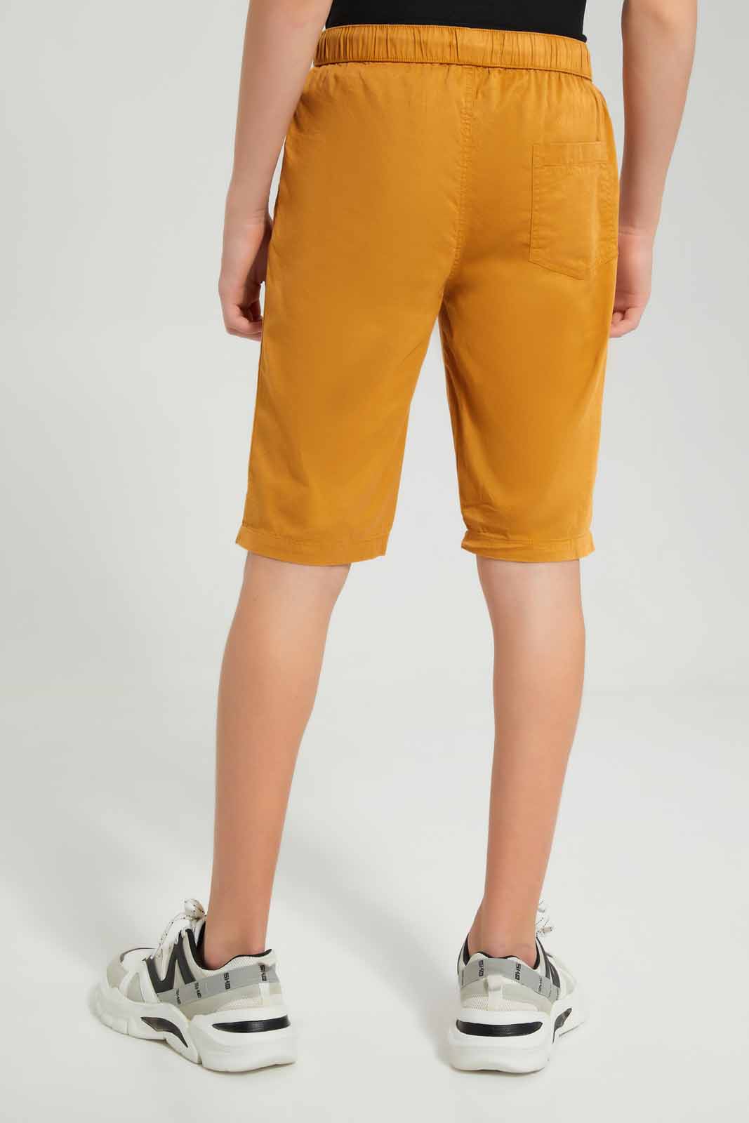 Redtag-Mustard-Pull-On-Trouser-Short-BSR-Shorts,-Category:Shorts,-Colour:Mustard,-Deals:New-In,-Filter:Senior-Boys-(8-to-14-Yrs),-New-In-BSR-APL,-Non-Sale,-Section:Boys-(0-to-14Yrs),-VLM,-W22O-Senior-Boys-9 to 14 Years