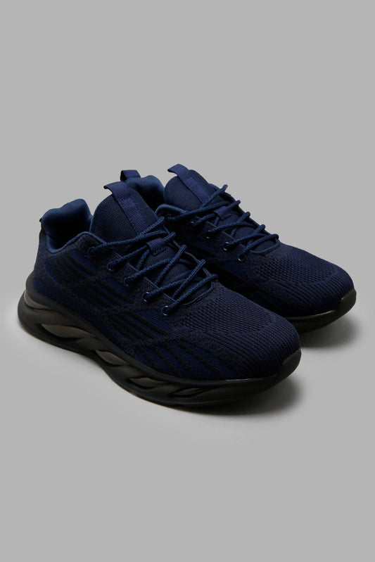 Redtag-Navy-Translucent-Sole-Knit-Sneaker-Category:Trainers,-Colour:Navy,-Deals:New-In,-Filter:Men's-Footwear,-Men-Trainers,-New-In-Men-FOO,-Non-Sale,-Section:Men,-W22A-Men's-