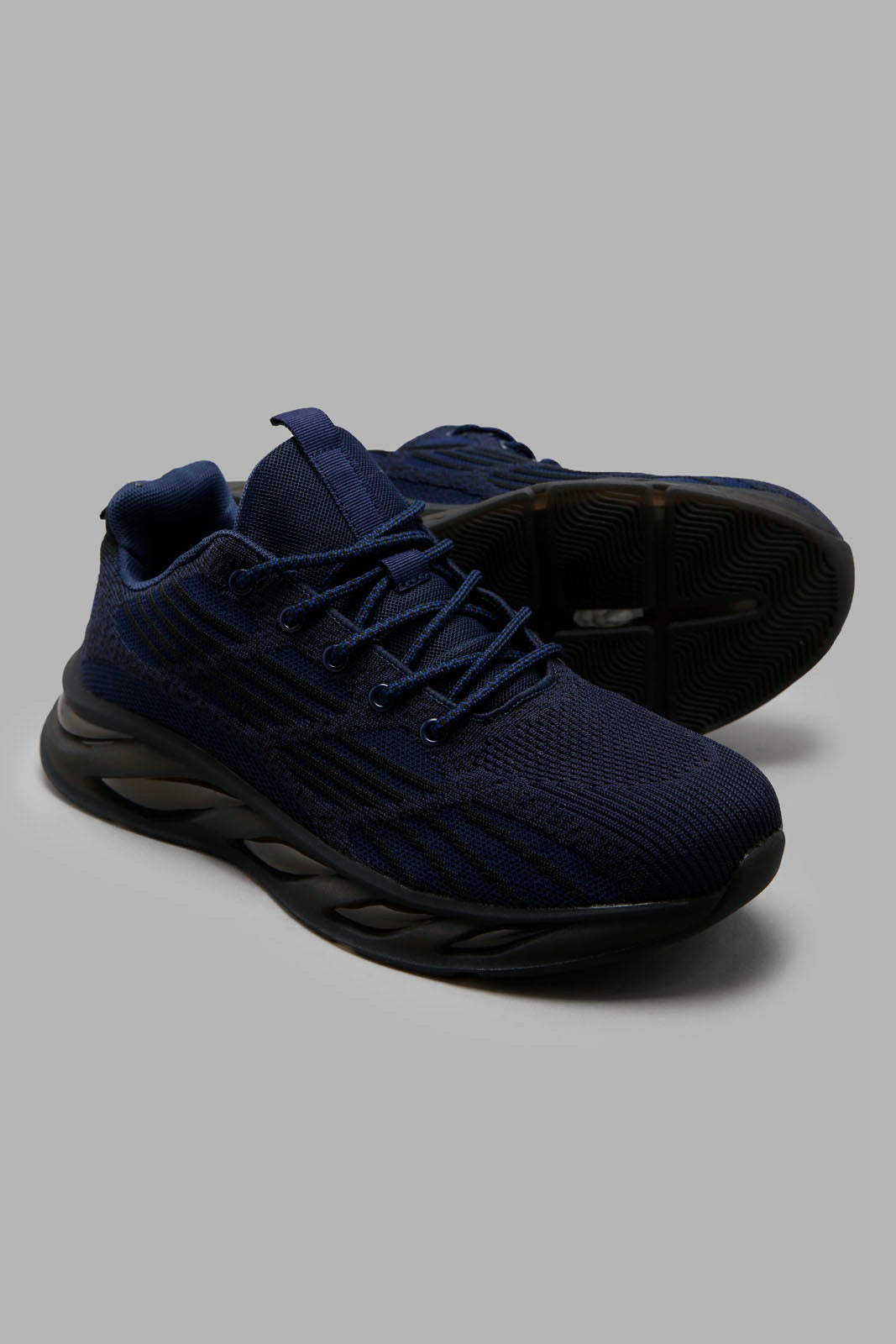 Redtag-Navy-Translucent-Sole-Knit-Sneaker-Category:Trainers,-Colour:Navy,-Deals:New-In,-Filter:Men's-Footwear,-Men-Trainers,-New-In-Men-FOO,-Non-Sale,-Section:Men,-W22A-Men's-