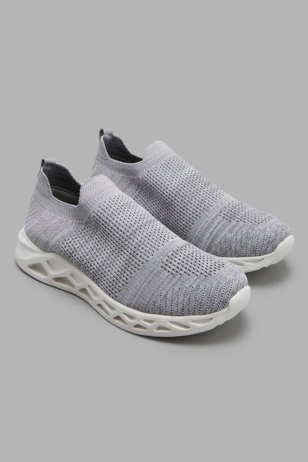 Redtag-Grey-Knit-Slip-On-BSR-Trainers,-Category:Trainers,-Colour:Grey,-Deals:New-In,-Filter:Boys-Footwear-(5-to-14-Yrs),-New-In-BSR-FOO,-Non-Sale,-Section:Boys-(0-to-14Yrs),-W22A-Senior-Boys-5 to 14 Years