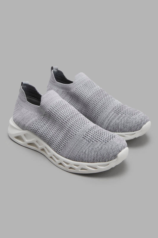 Redtag-Grey-Knit-Slip-On-BSR-Trainers,-Category:Trainers,-Colour:Grey,-Deals:New-In,-Filter:Boys-Footwear-(5-to-14-Yrs),-New-In-BSR-FOO,-Non-Sale,-Section:Boys-(0-to-14Yrs),-W22A-Senior-Boys-5 to 14 Years
