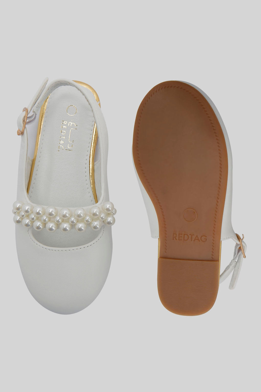Redtag-White-Pearl-Trim-Mule-Category:Shoes,-Colour:White,-Deals:New-In,-Dept:Girls,-Filter:Girls-Footwear-(3-to-5-Yrs),-GIR-Shoes,-New-In-GIR-FOO,-Non-Sale,-Section:Girls-(0-to-14Yrs),-W22B-Girls-3 to 5 Years