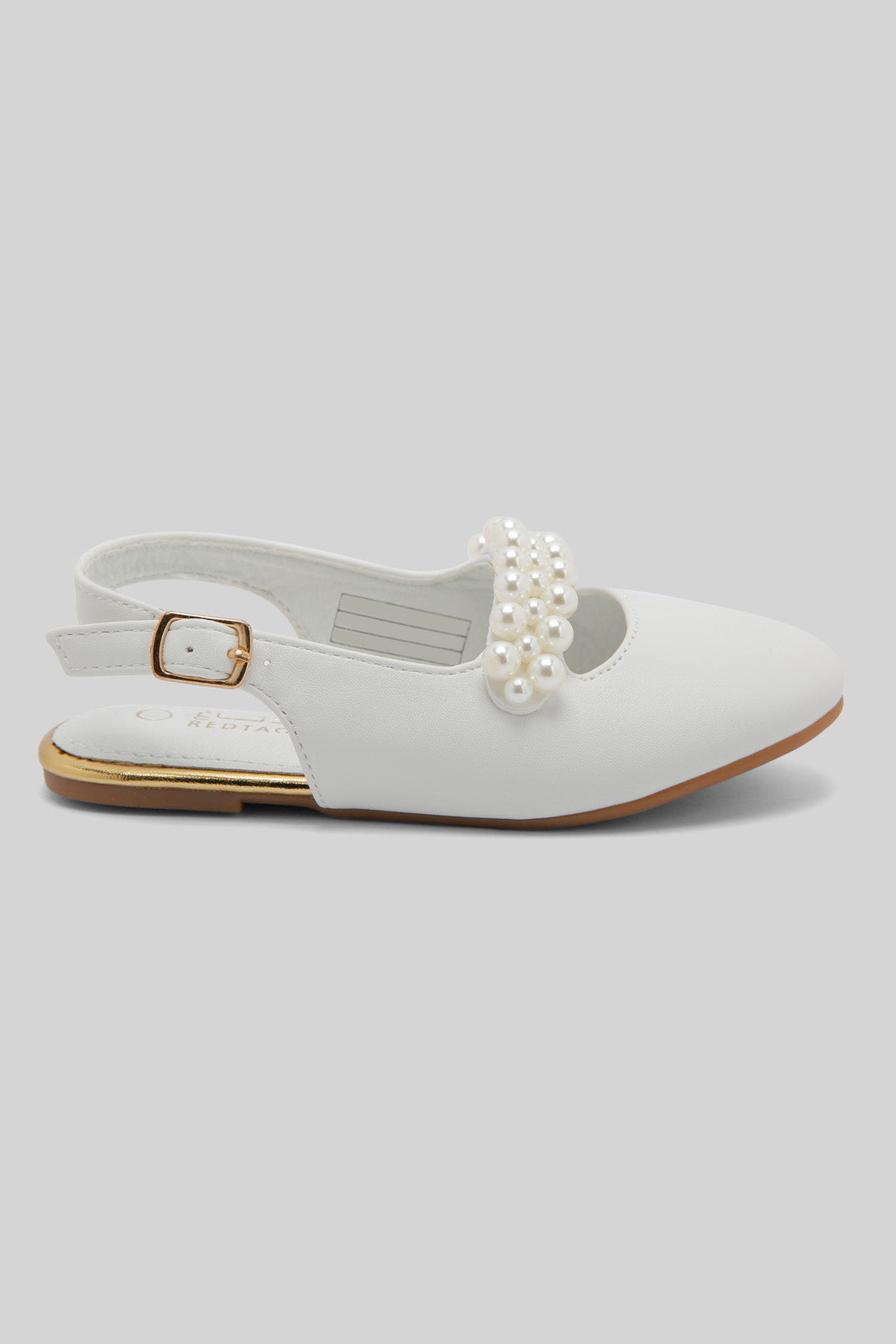 Redtag-White-Pearl-Trim-Mule-Category:Shoes,-Colour:White,-Deals:New-In,-Dept:Girls,-Filter:Girls-Footwear-(3-to-5-Yrs),-GIR-Shoes,-New-In-GIR-FOO,-Non-Sale,-Section:Girls-(0-to-14Yrs),-W22B-Girls-3 to 5 Years