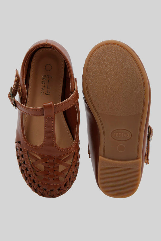 Redtag-Brown-T-Bar-Ballerina-Category:Shoes,-Colour:Brown,-Deals:New-In,-Dept:Girls,-Filter:Girls-Footwear-(3-to-5-Yrs),-GIR-Shoes,-New-In-GIR-FOO,-Non-Sale,-Section:Girls-(0-to-14Yrs),-W22B-Girls-3 to 5 Years