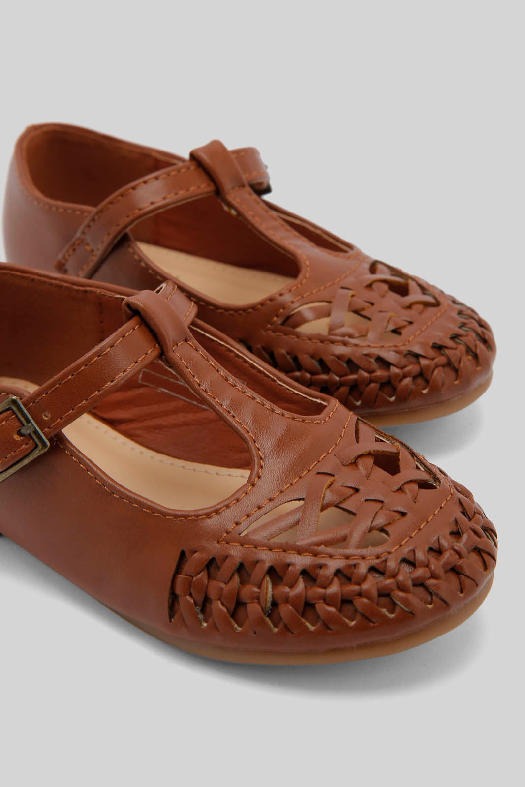 Redtag-Brown-T-Bar-Ballerina-Category:Shoes,-Colour:Brown,-Deals:New-In,-Dept:Girls,-Filter:Girls-Footwear-(3-to-5-Yrs),-GIR-Shoes,-New-In-GIR-FOO,-Non-Sale,-Section:Girls-(0-to-14Yrs),-W22B-Girls-3 to 5 Years